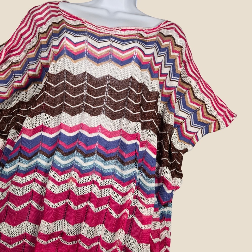 Missoni Womens OS Open Knit Top Zigzag Chevron Italy Vintage Poncho Shirt
